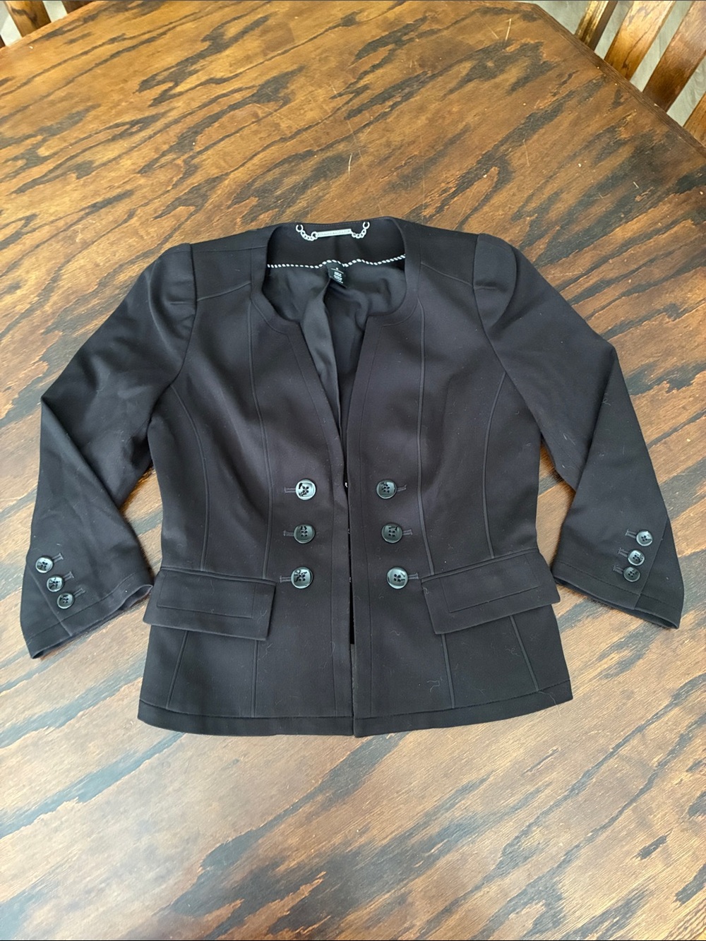 White House Black Market Black Double-Breasted Tailored Blazer